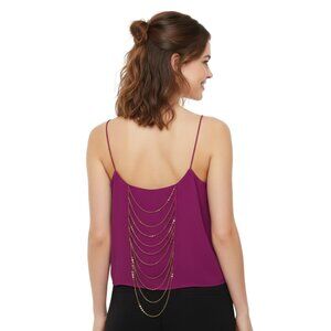 NWT Arden B. Magenta Draped Cami Top w/ Gold Chain Back – Sexy & Elegant